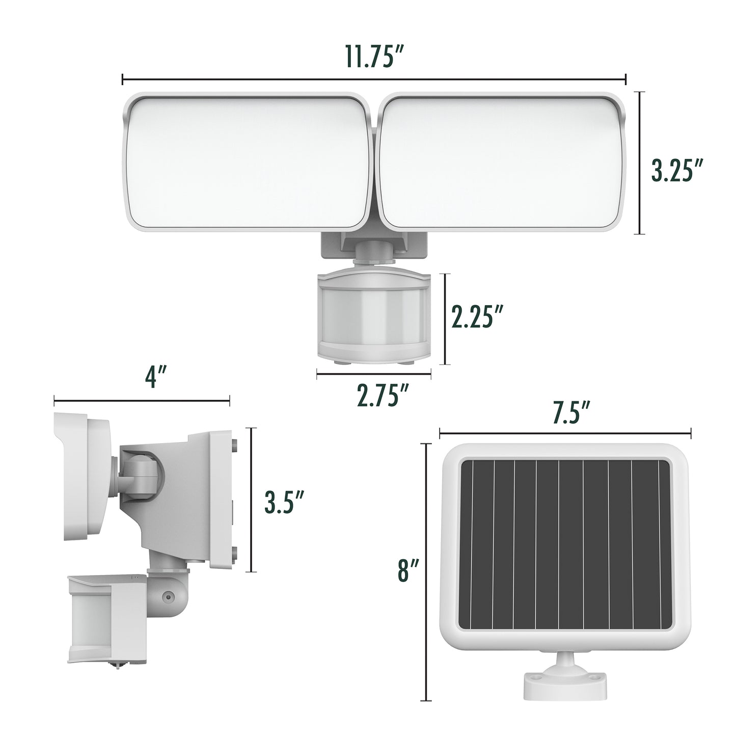 1500 Lumens 2-Head LED Solar Motion Sensor Light